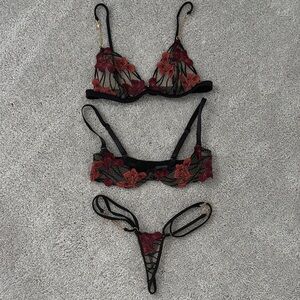 Floral Embroidered Lingerie Set